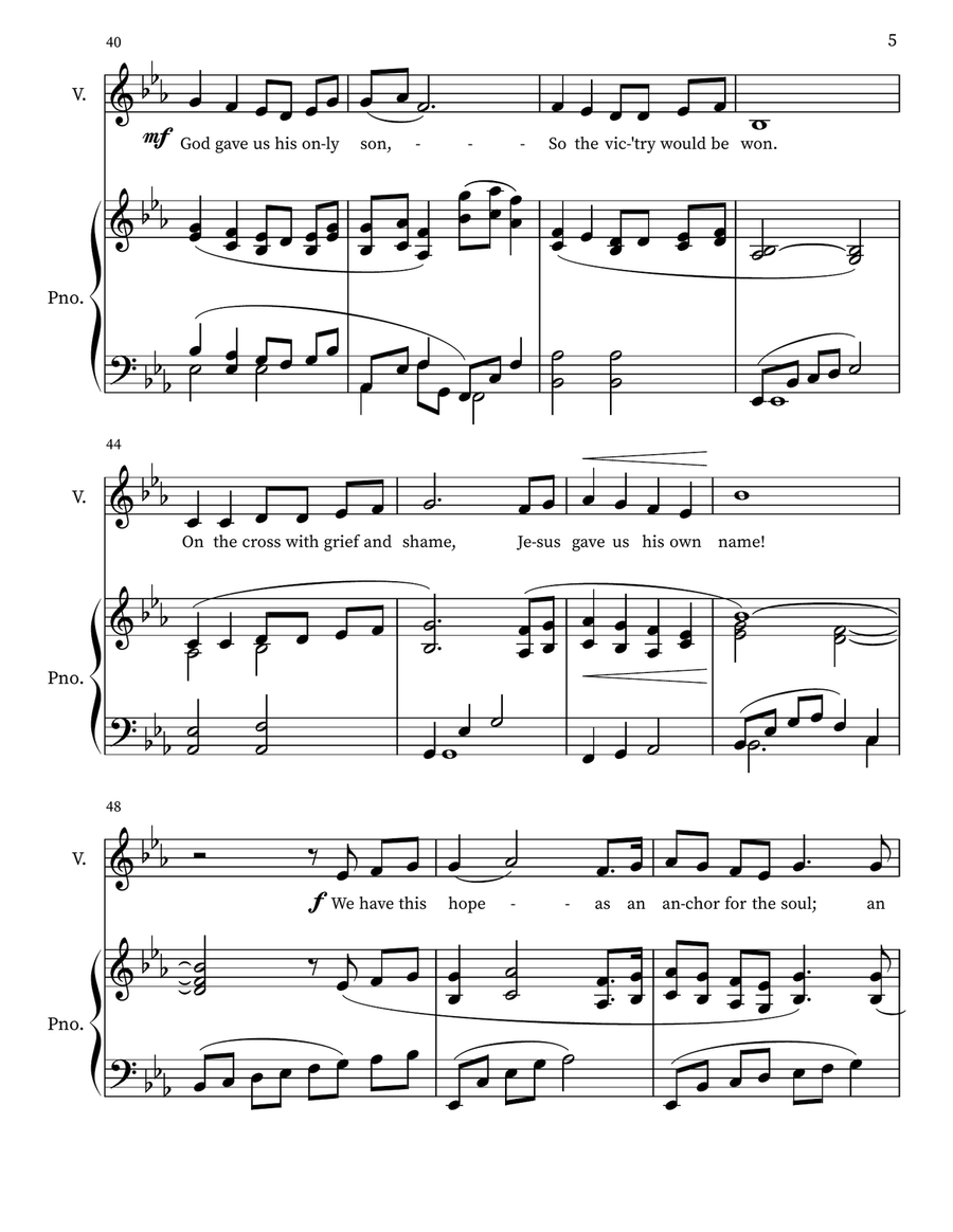 Jesus Is the Anchor of My Soul (Hebrews 6:19 Unison Choir or Solo) Unison Choir scores gallery preview page 5