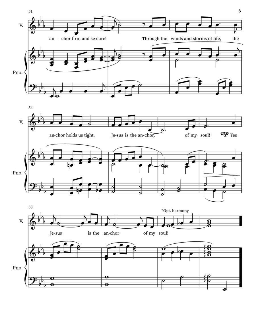 Jesus Is the Anchor of My Soul (Hebrews 6:19 Unison Choir or Solo) Unison Choir scores gallery preview page 6