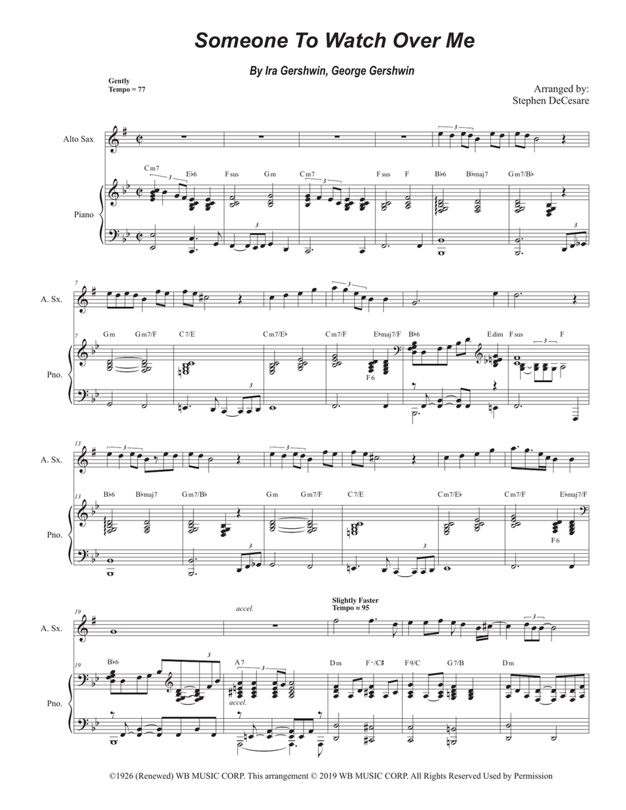 Someone To Watch Over Me Someone To Watch Over Me Alto Saxophone scores gallery preview page 1