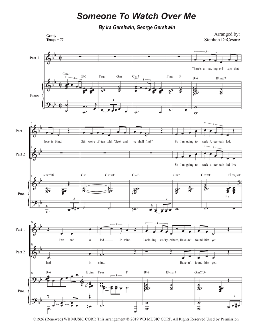 Someone To Watch Over Me Someone To Watch Over Me 2-Part scores gallery preview page 1