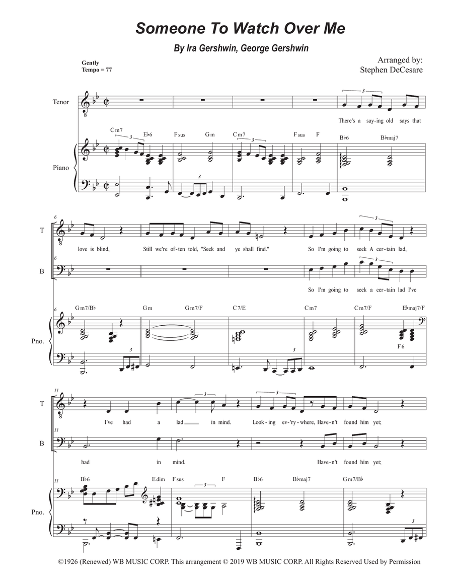 Someone To Watch Over Me Someone To Watch Over Me TTBB scores gallery preview page 1