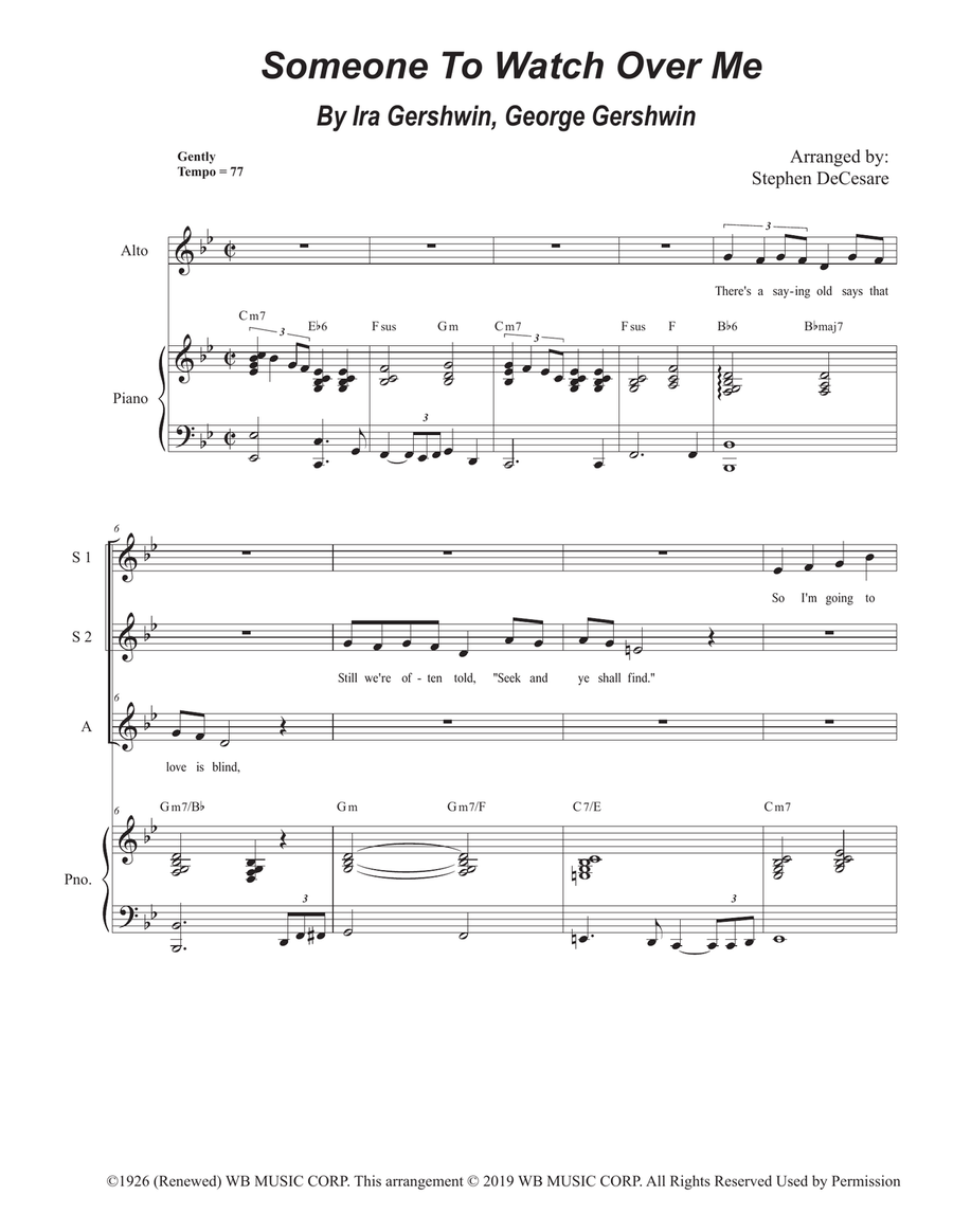Someone To Watch Over Me Someone To Watch Over Me SSA scores gallery preview page 1