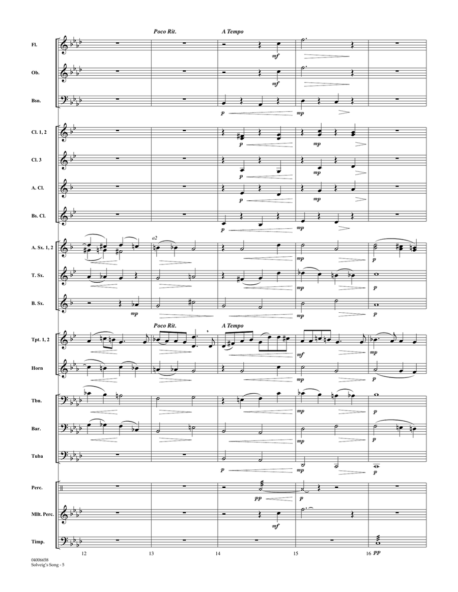 Solveig's Song (from Peer Gynt Suite No. 2) (arr. Johnny Vinson) - Full Score Concert Band scores gallery preview page 5