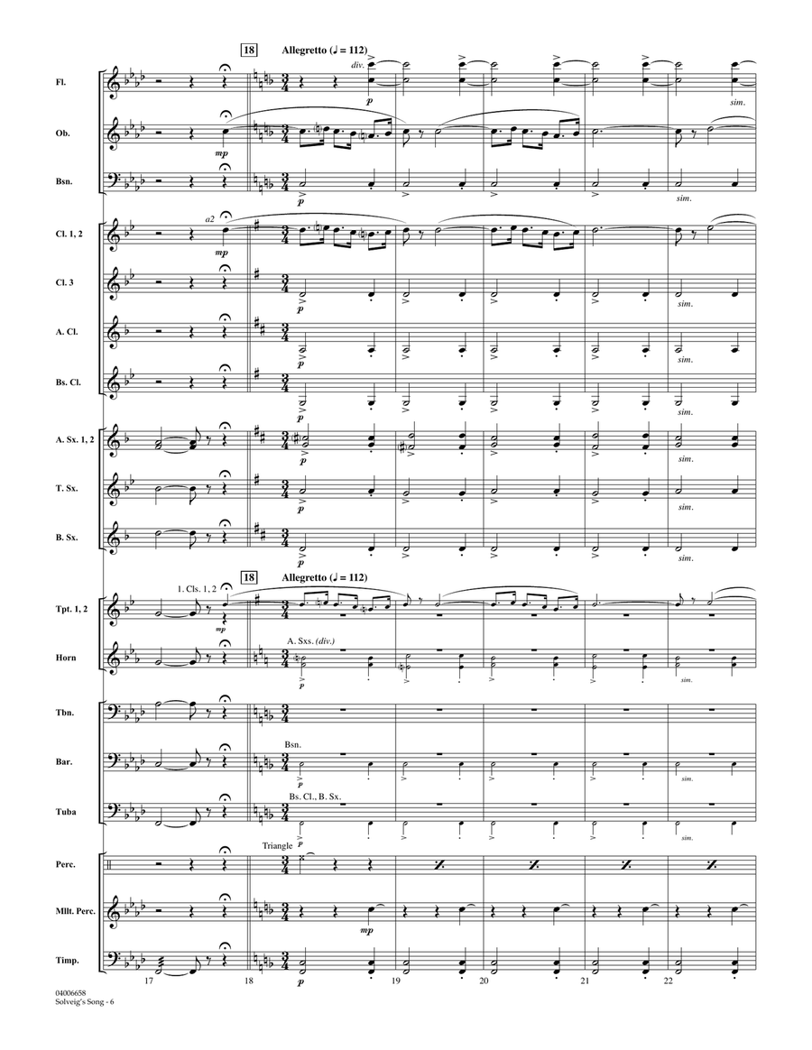 Solveig's Song (from Peer Gynt Suite No. 2) (arr. Johnny Vinson) - Full Score Concert Band scores gallery preview page 6