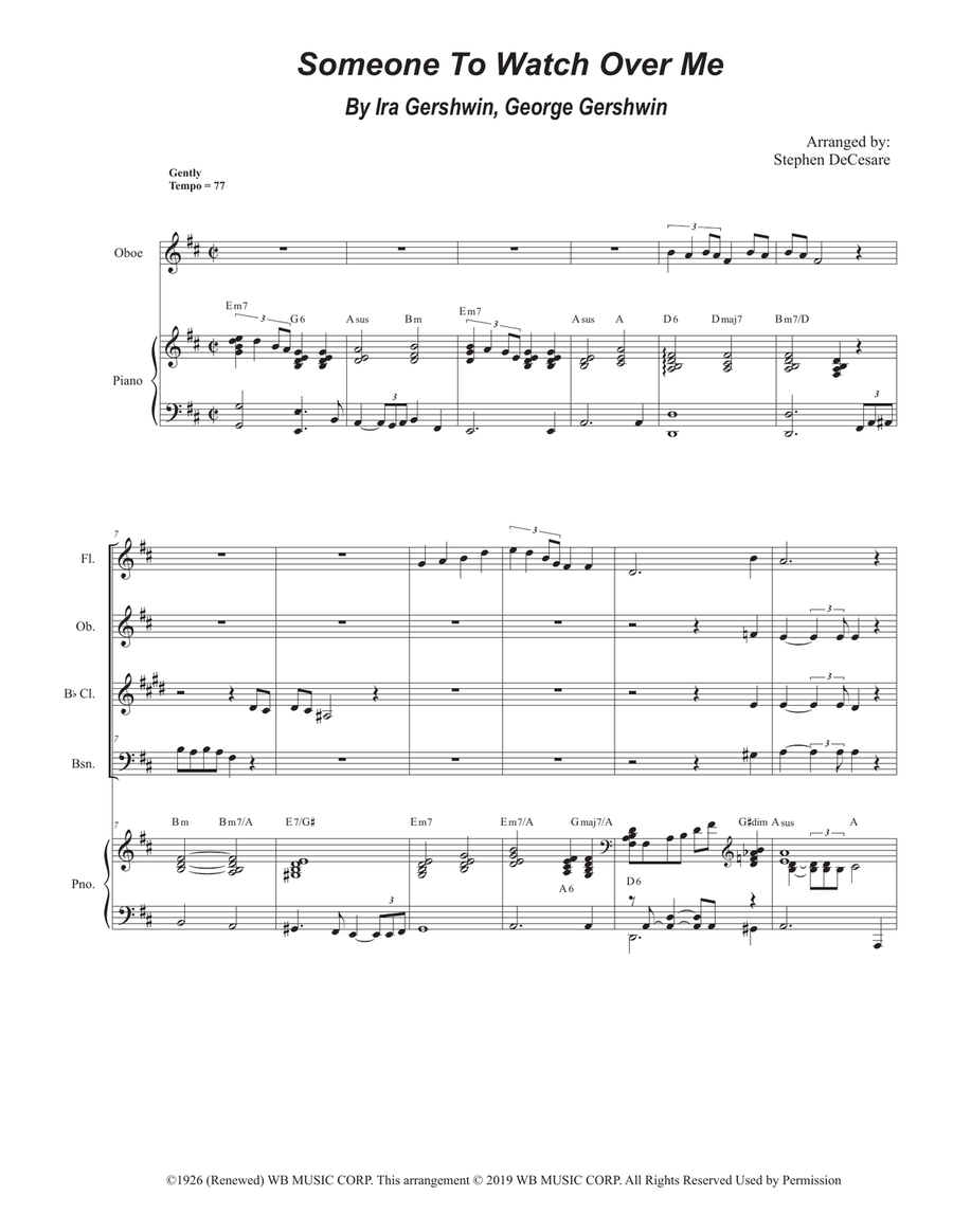 Someone To Watch Over Me Someone To Watch Over Me Woodwind Quartet scores gallery preview page 1