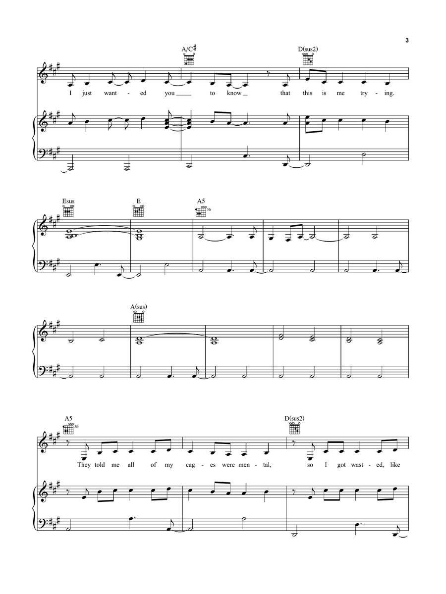 this is me trying this is me trying Piano, Vocal, Guitar scores gallery preview page 3