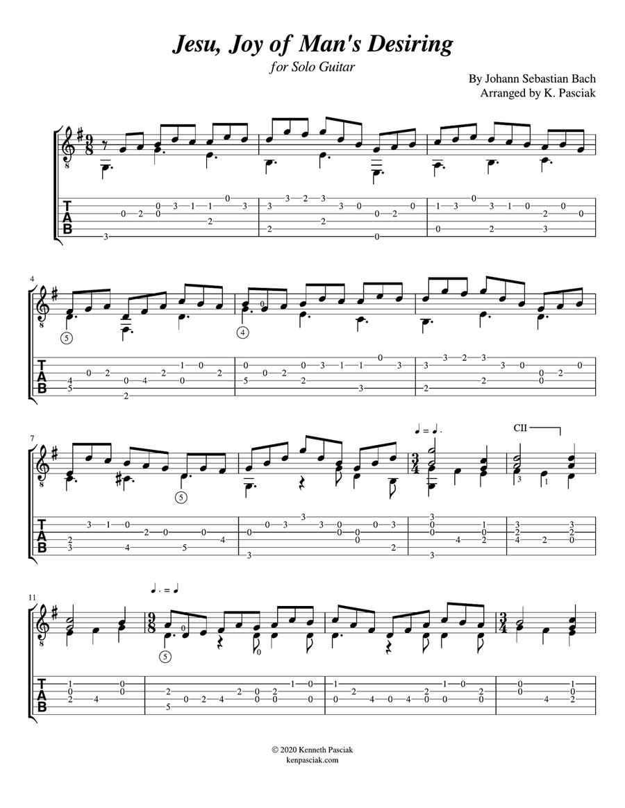 Jesu, Joy of Man's Desiring (for Solo Guitar) Acoustic Guitar scores gallery preview page 3