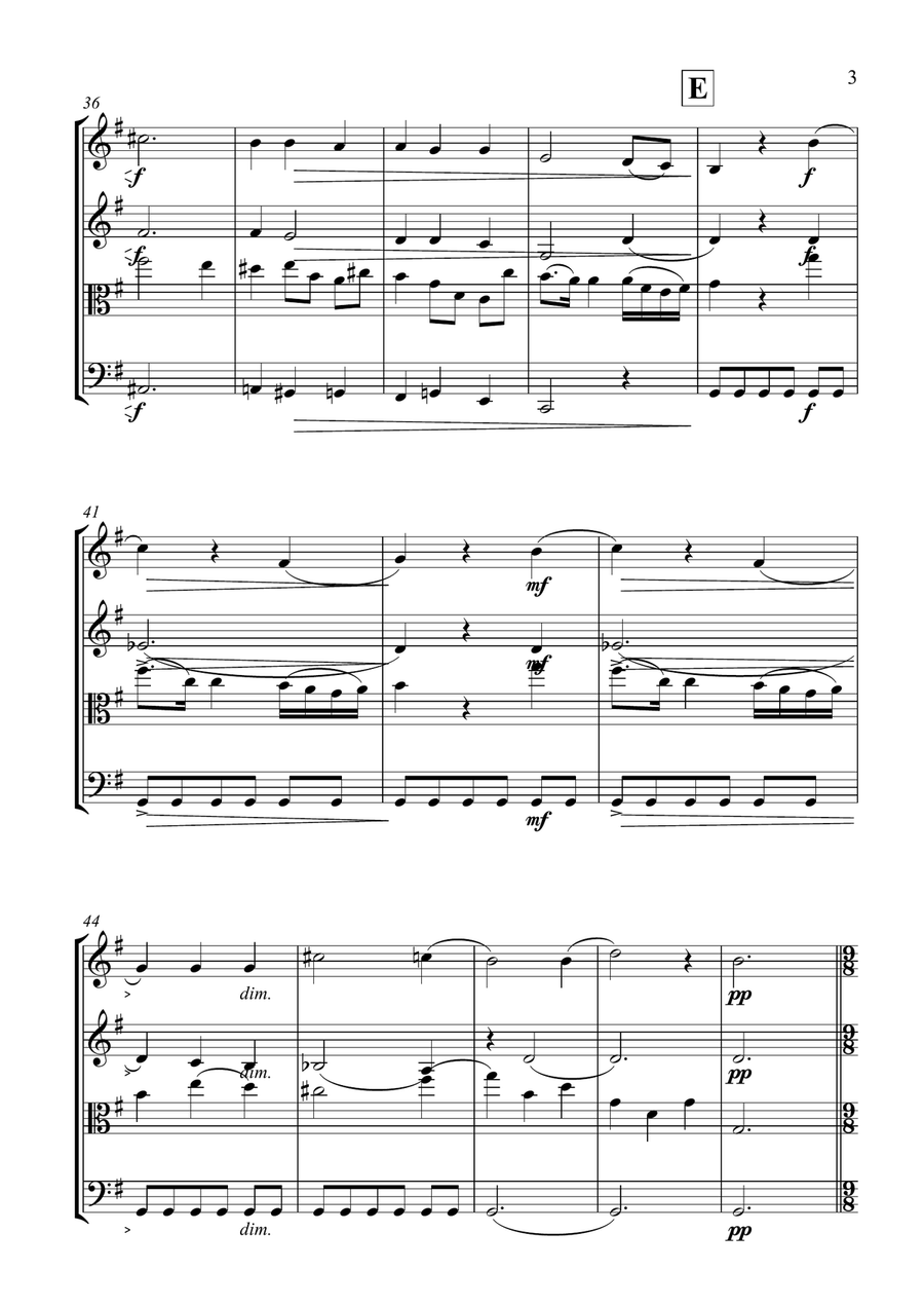 Morning Prayer - Theme and Variations - Op39 No1 - String Quartet String Quartet scores gallery preview page 4