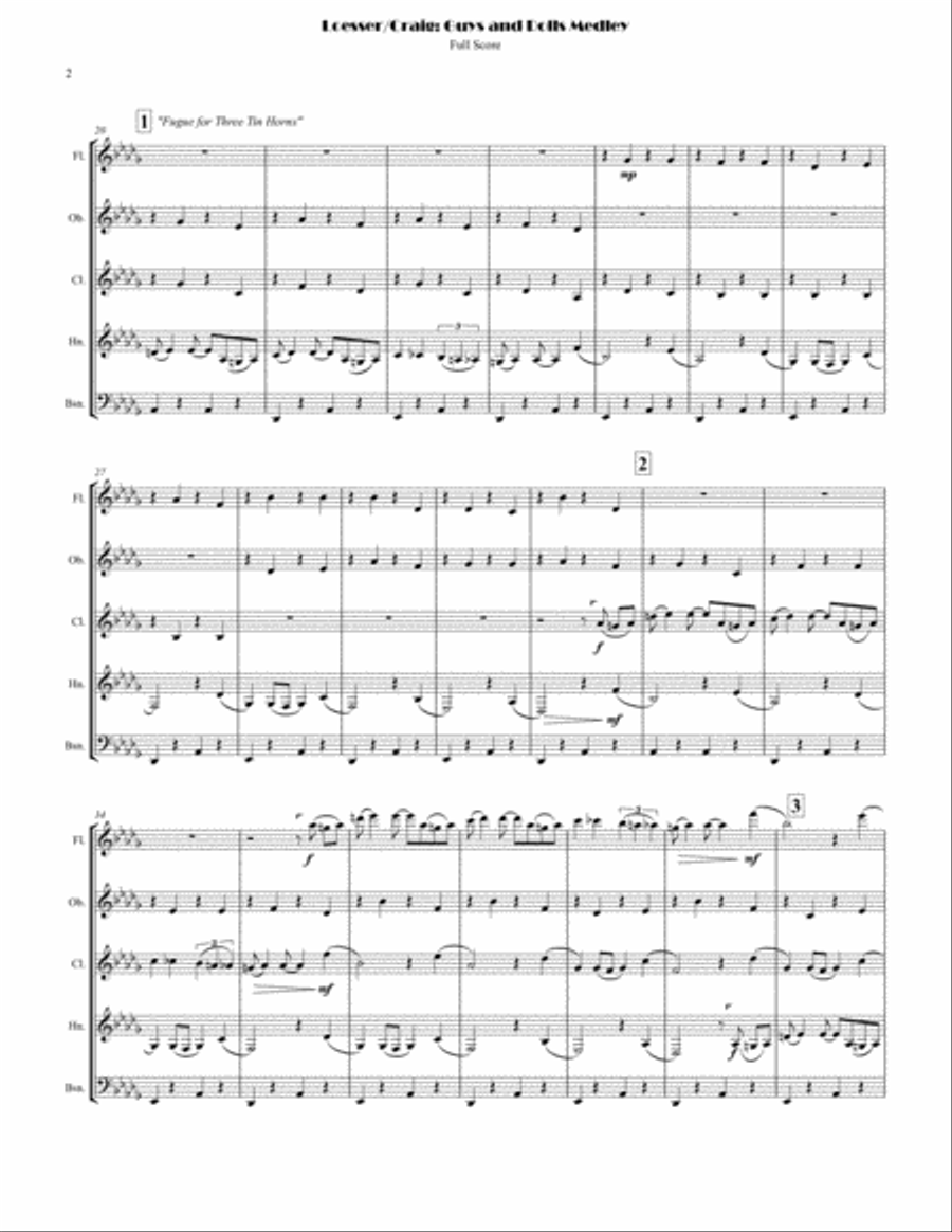 Guys And Dolls Overture Woodwind Quintet scores gallery preview page 2