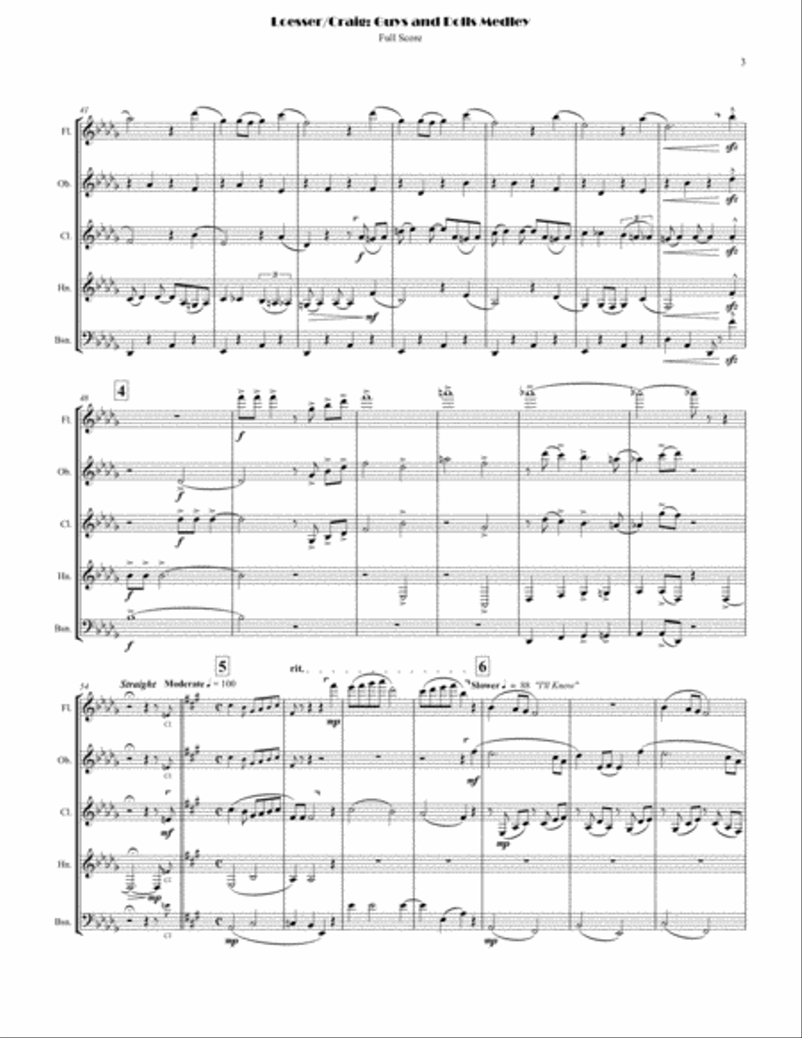 Guys And Dolls Overture Woodwind Quintet scores gallery preview page 3