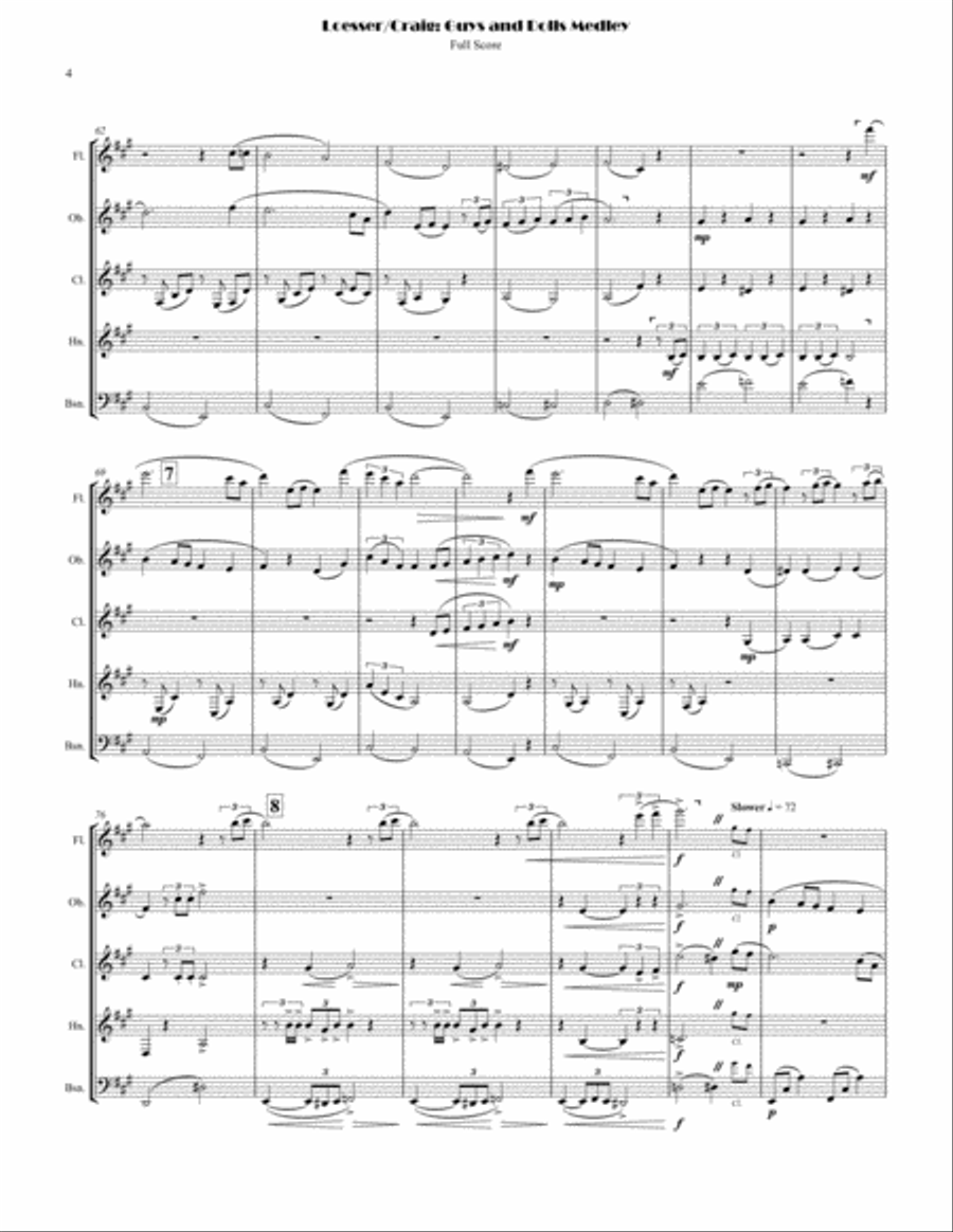 Guys And Dolls Overture Woodwind Quintet scores gallery preview page 4