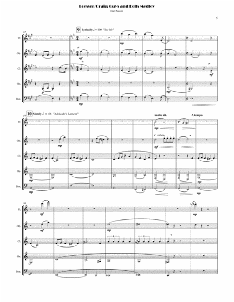 Guys And Dolls Overture Woodwind Quintet scores gallery preview page 5