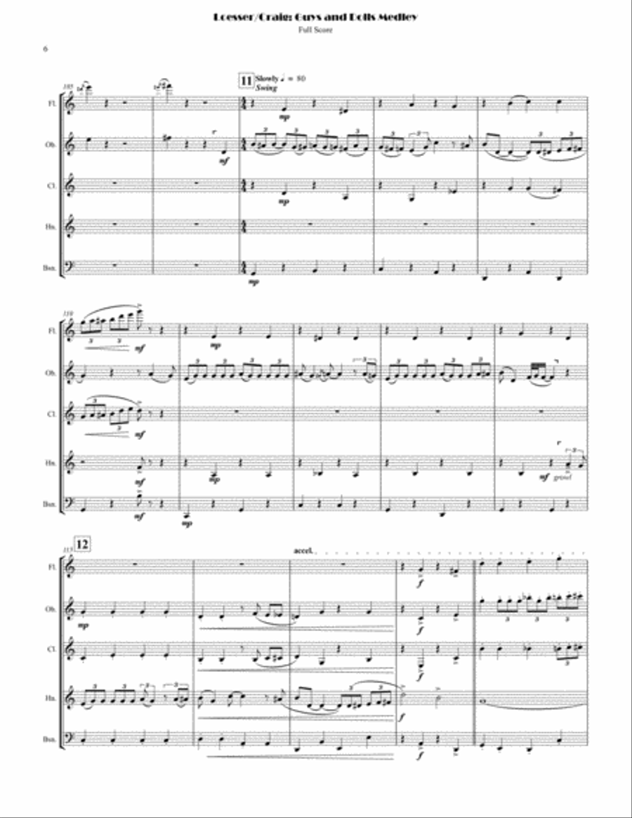 Guys And Dolls Overture Woodwind Quintet scores gallery preview page 6