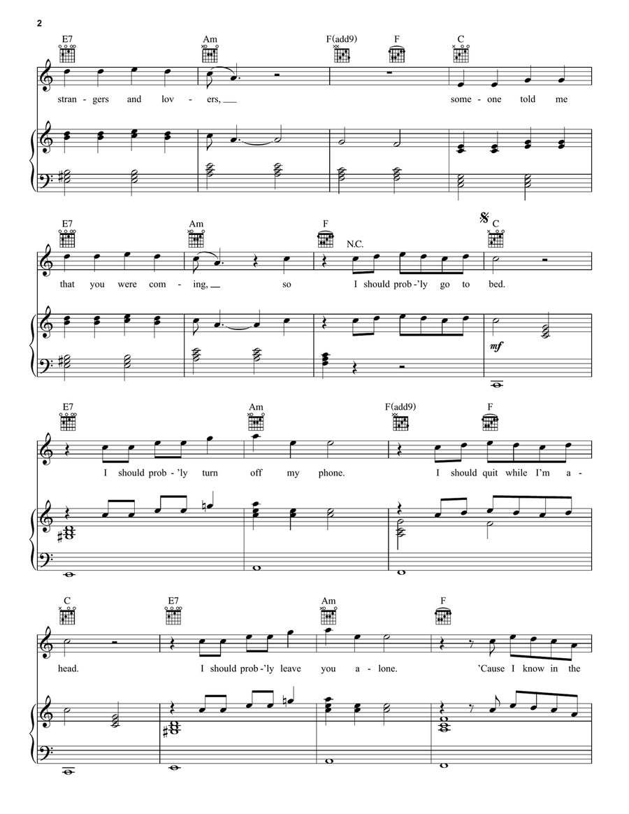 I Should Probably Go To Bed Piano, Vocal, Guitar scores gallery preview page 2
