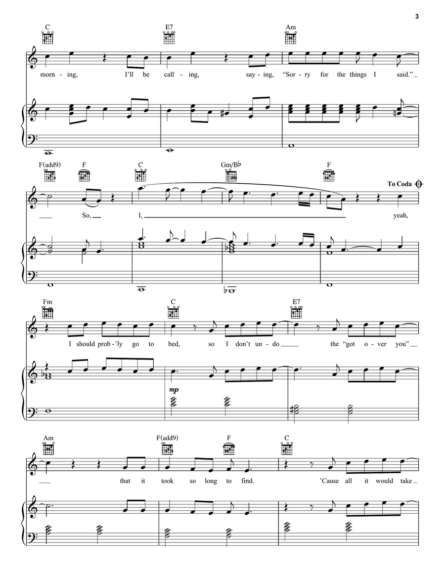 I Should Probably Go To Bed Piano, Vocal, Guitar scores gallery preview page 3