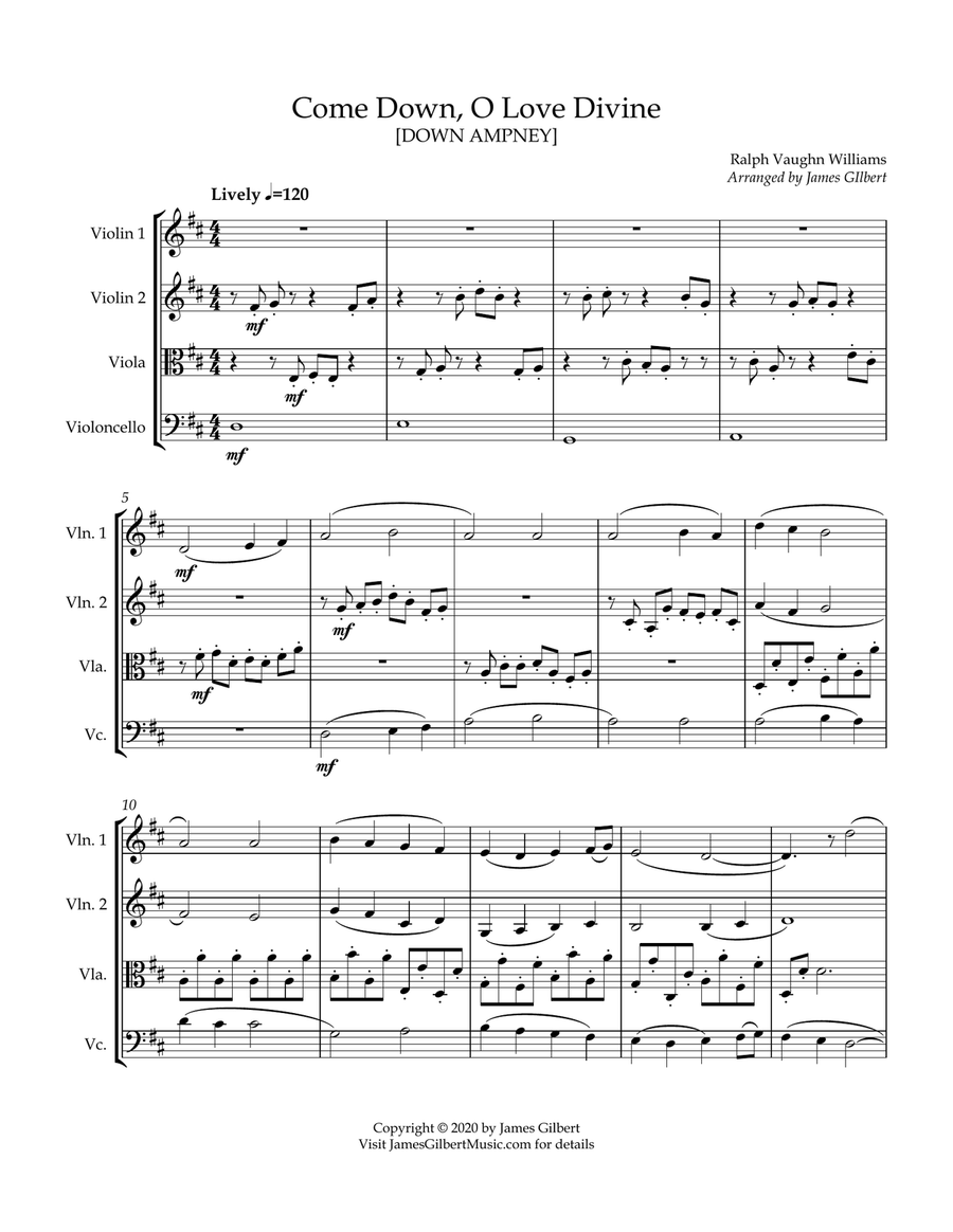 Come Down, O Love Divine by Traditional String Quartet - Digital Sheet Music page 2