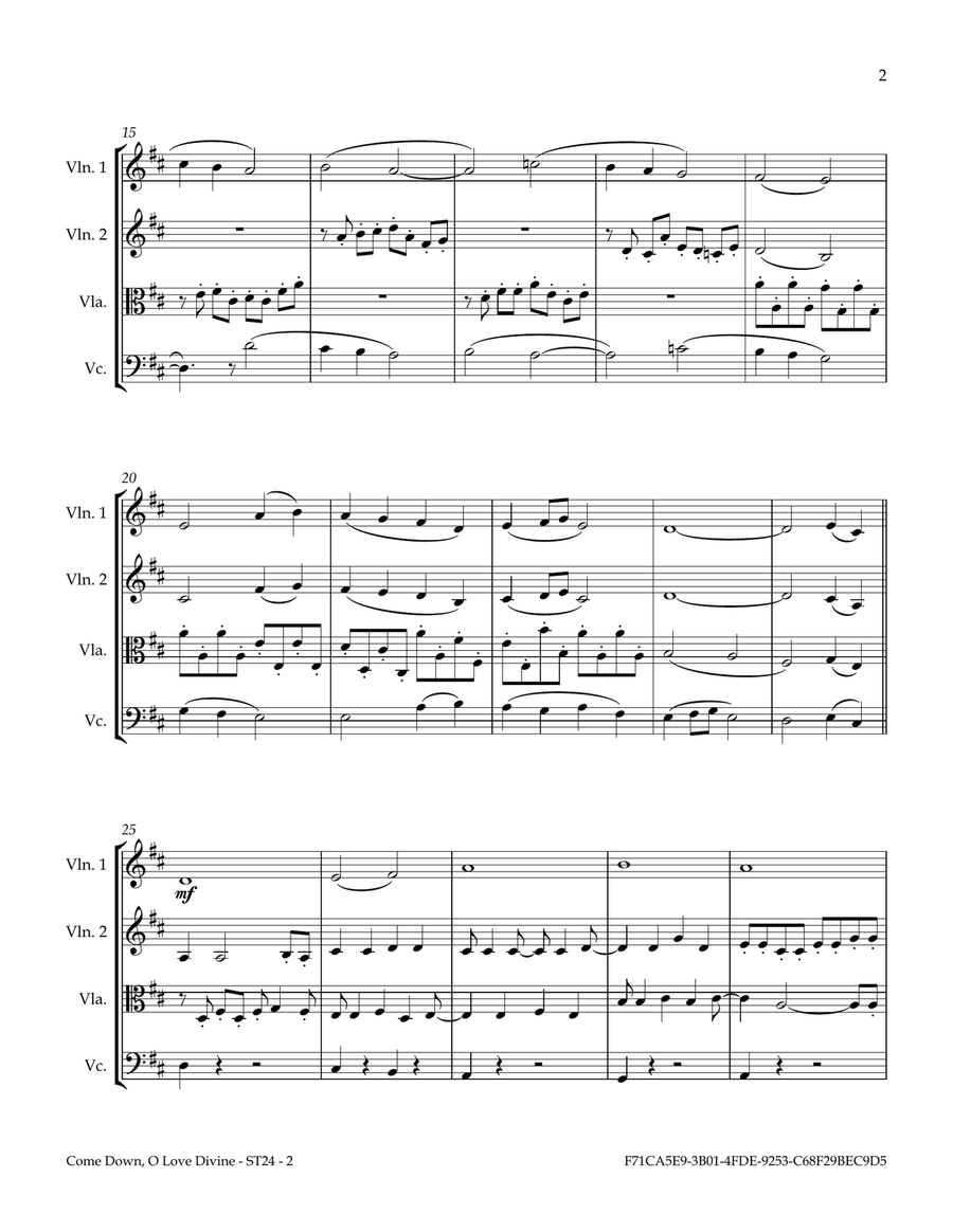 Come Down, O Love Divine by Traditional String Quartet - Digital Sheet Music page 3