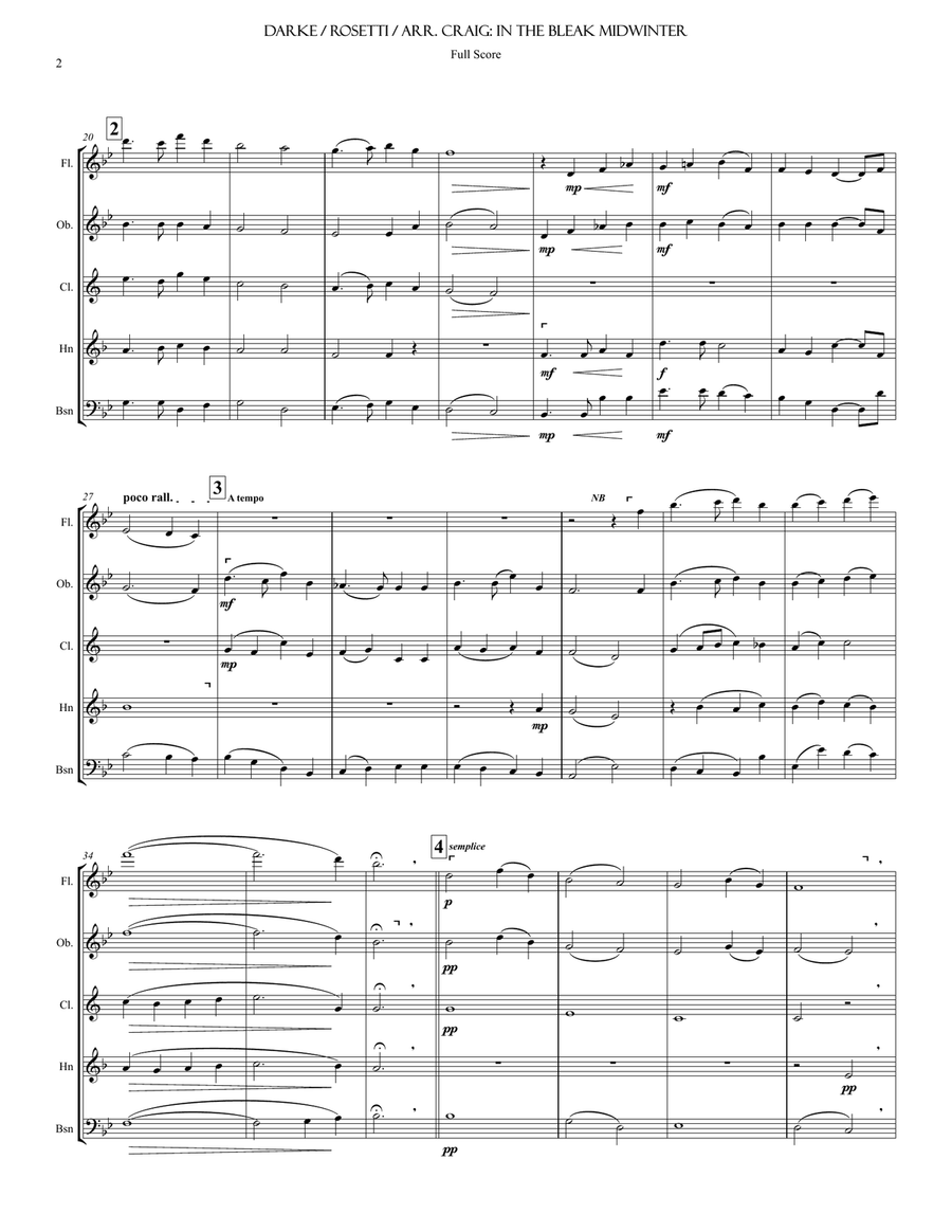 In the Bleak Midwinter Woodwind Quintet scores gallery preview page 3