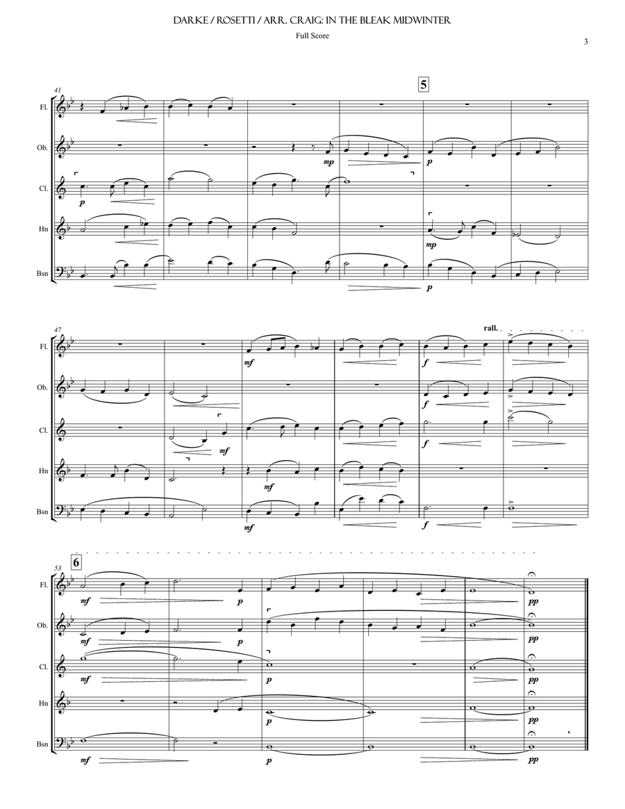 In the Bleak Midwinter Woodwind Quintet scores gallery preview page 4