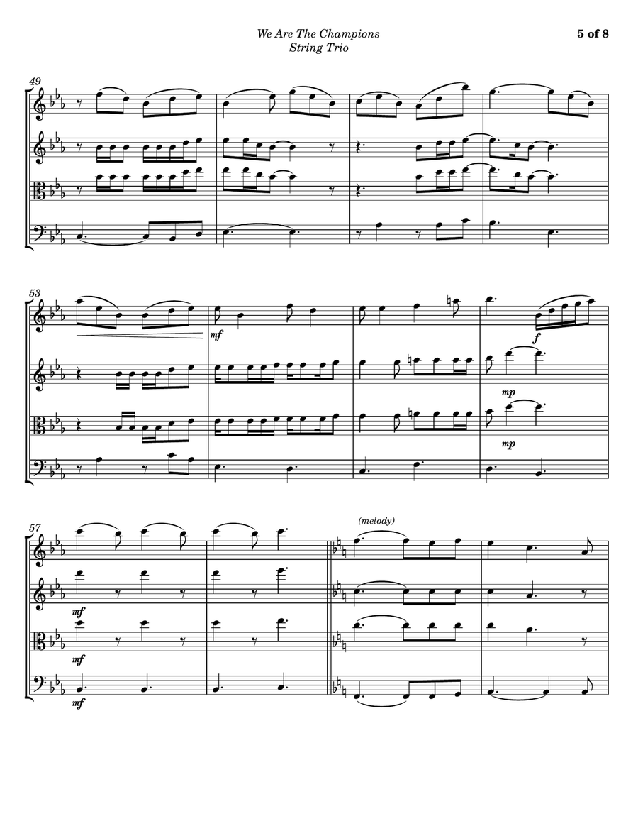 We Are The Champions We Are The Champions String Trio scores gallery preview page 5