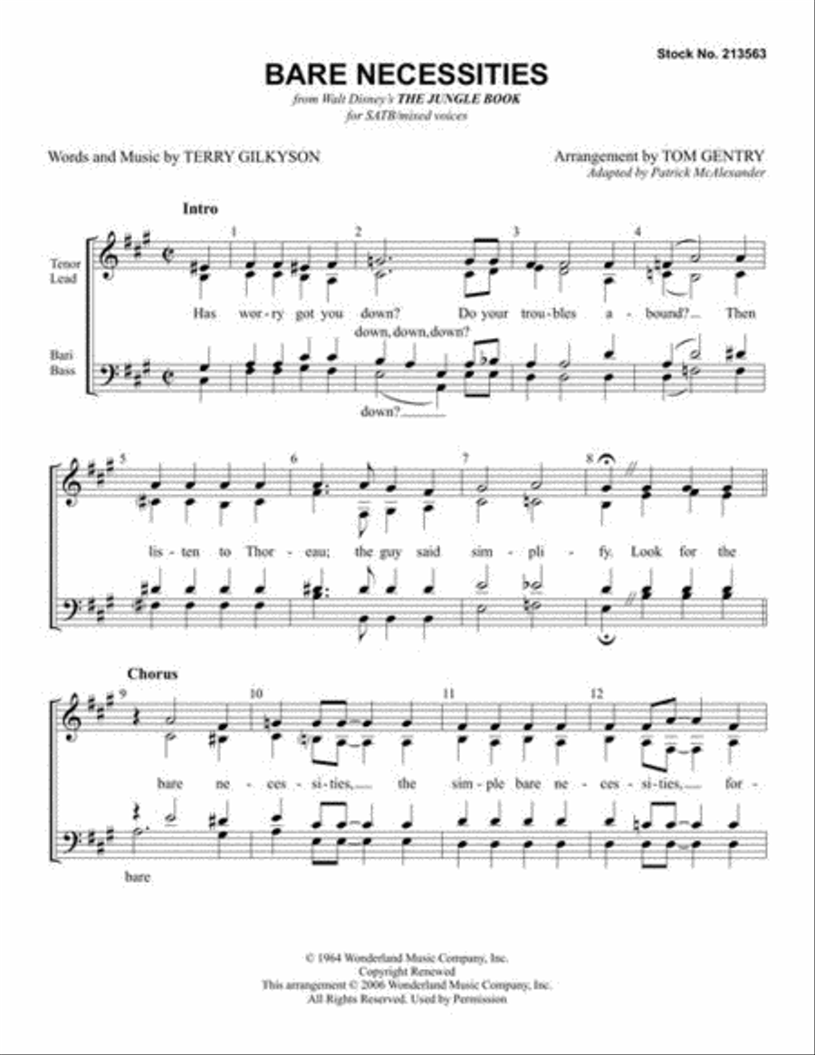 Bare Necessities Bare Necessities 4-Part scores gallery preview page 3