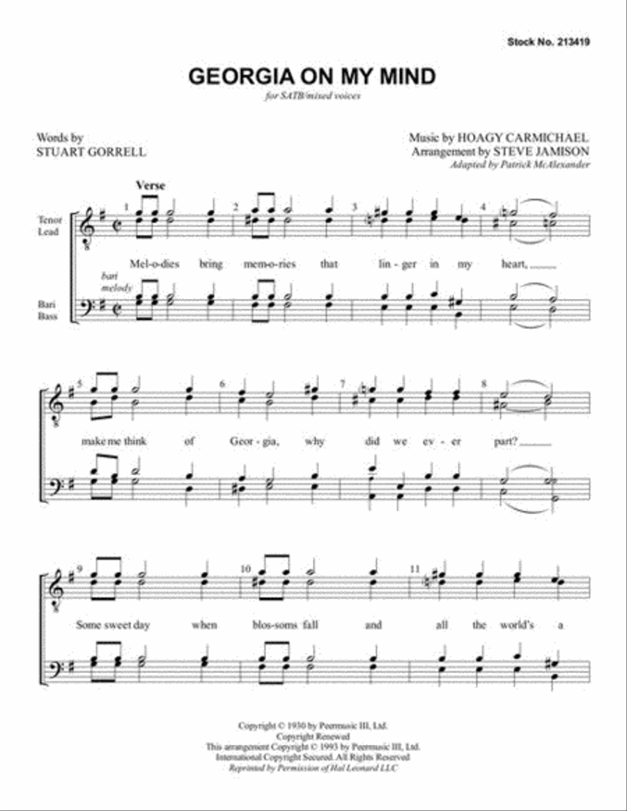 Georgia on My Mind Georgia on My Mind 4-Part scores gallery preview page 3