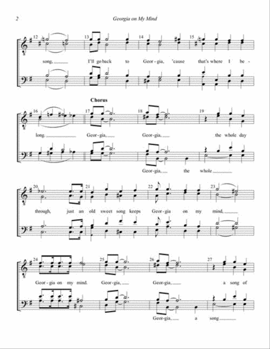 Georgia on My Mind Georgia on My Mind 4-Part scores gallery preview page 4