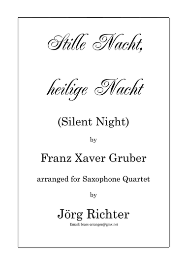 Stille Nacht, heilige Nacht für Saxophon Quartett