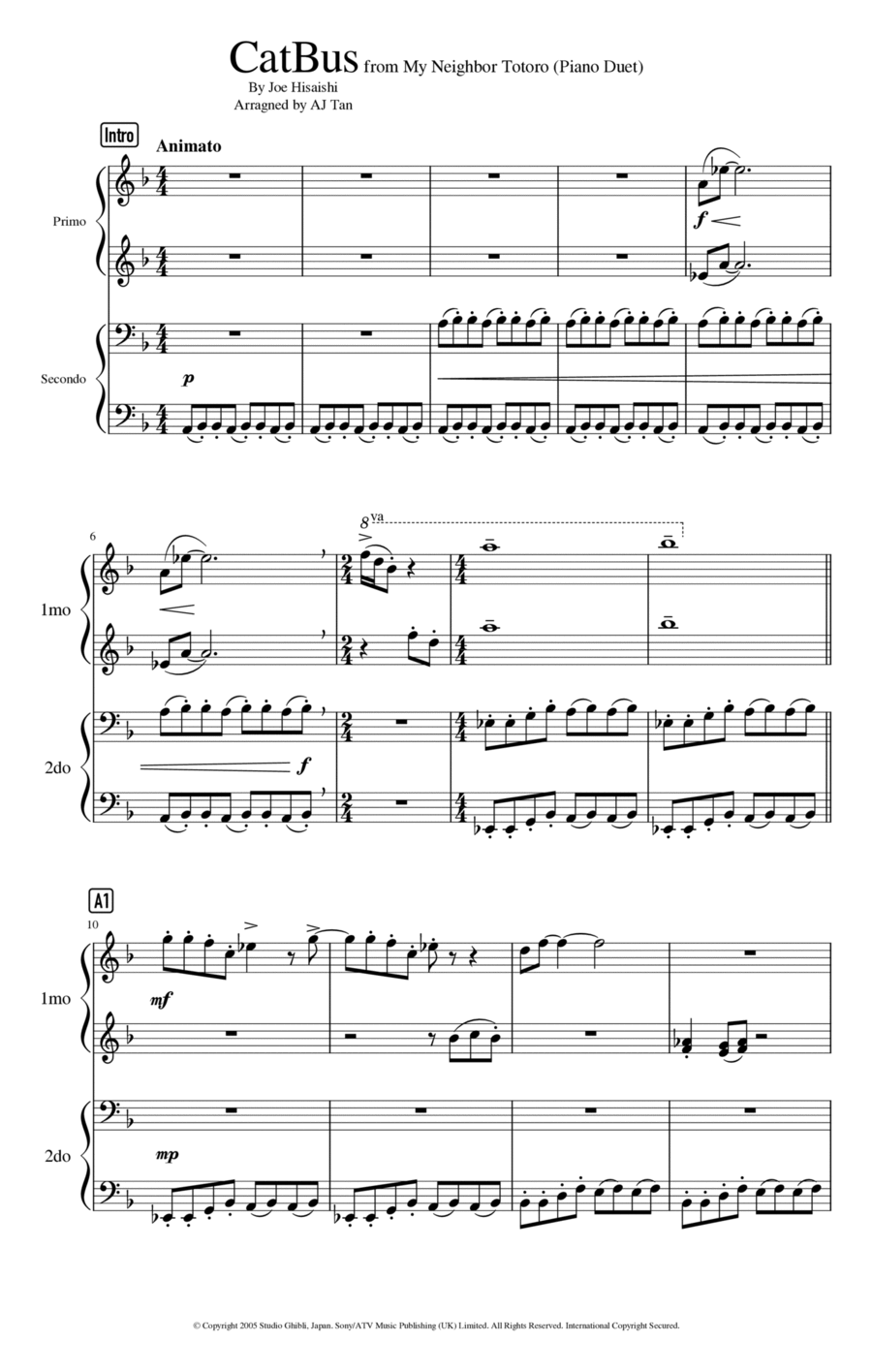My Neighbor Totoro 1 Piano, 4-Hands scores gallery preview page 1