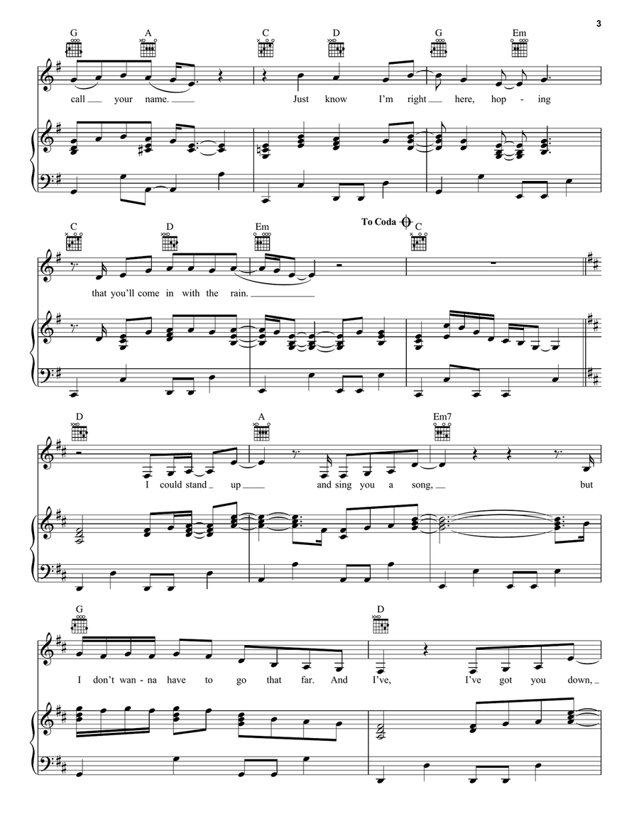 Come In With The Rain Come In With The Rain Piano, Vocal, Guitar scores gallery preview page 3