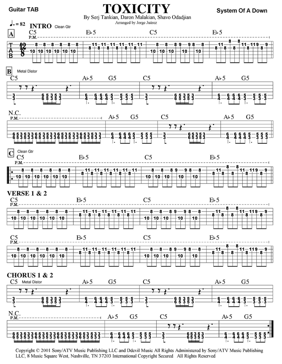 Toxicity by System of a Down Electric Guitar Digital Sheet Music Sheet Music Plus