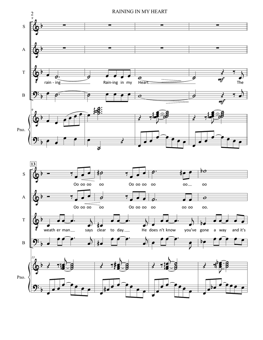 Raining In My Heart Raining In My Heart 4-Part scores gallery preview page 2