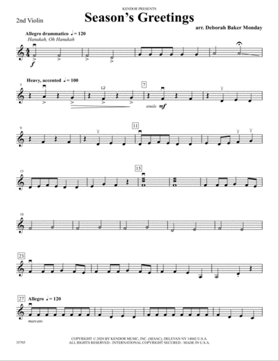 Season's Greetings - 2nd Violin String Orchestra scores gallery preview page 1