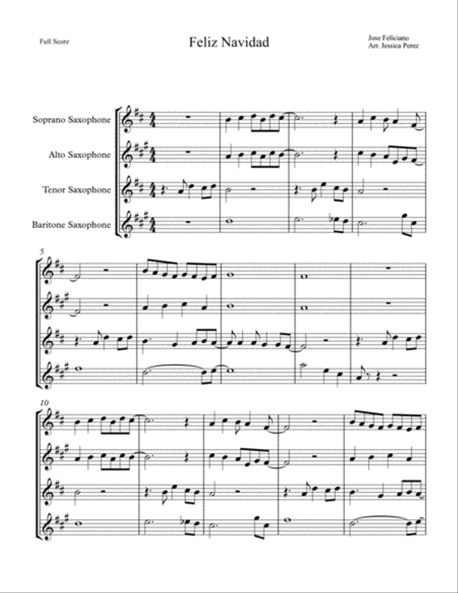 Feliz Navidad Woodwind Quartet scores gallery preview page 1