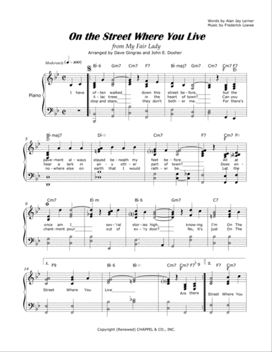 On The Street Where You Live Voice scores gallery preview page 1