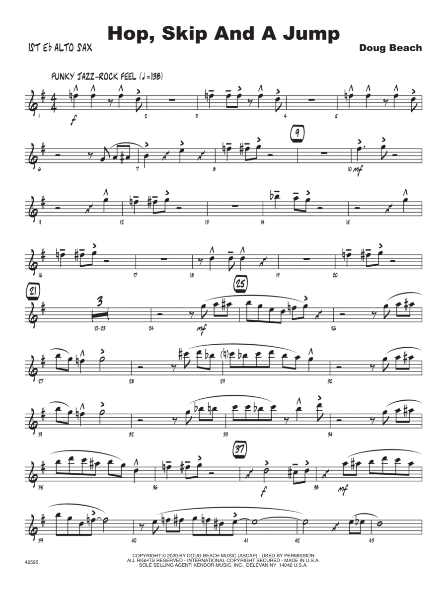 Hop, Skip And A Jump - 1st Eb Alto Saxophone Jazz Ensemble scores gallery preview page 1