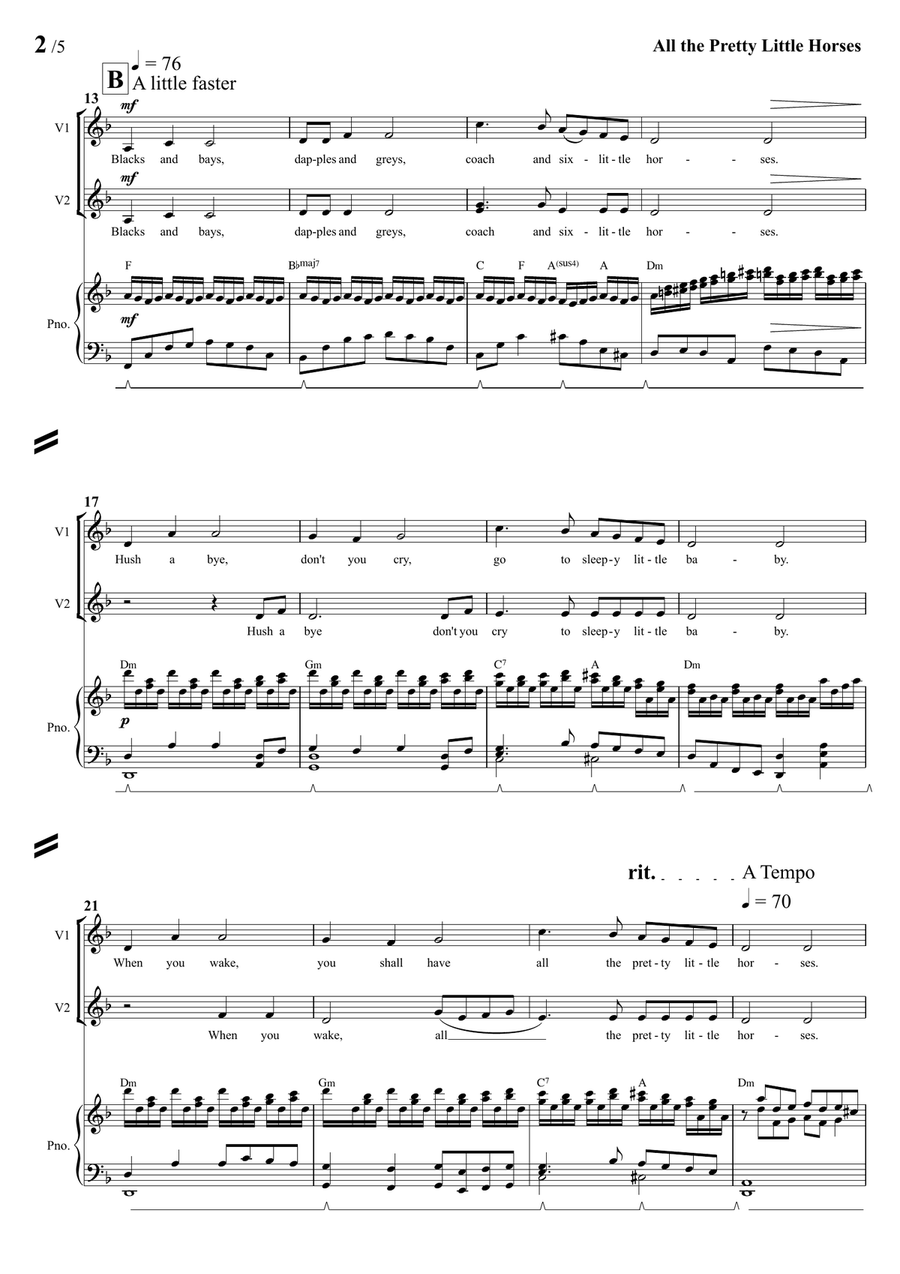 All the Pretty Little Horses SSA scores gallery preview page 4