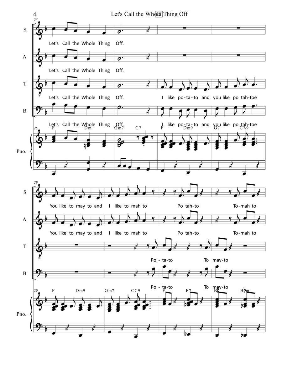 Let's Call The Whole Thing Off 4-Part scores gallery preview page 4
