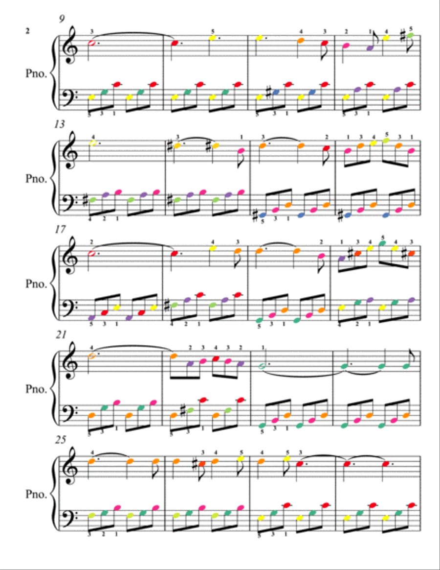 Ave Maria Easy Piano Sheet Music with Colored Notes Easy Piano scores gallery preview page 2