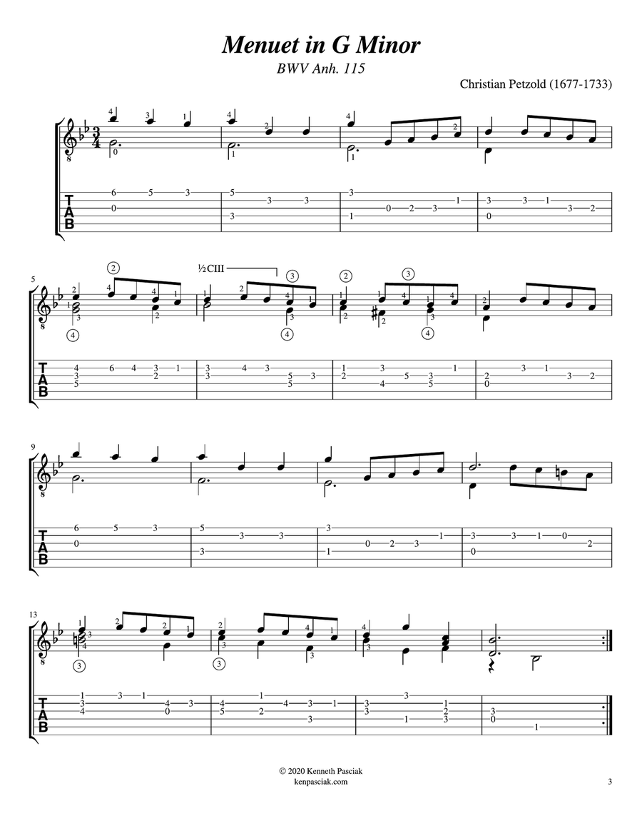 Selections from Notebook for Anna Magdalena Bach (for Solo Guitar) Classical Guitar scores gallery preview page 6