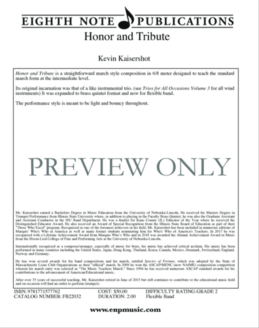 Honor and Tribute Honor and Tribute Concert Band scores gallery preview page 3