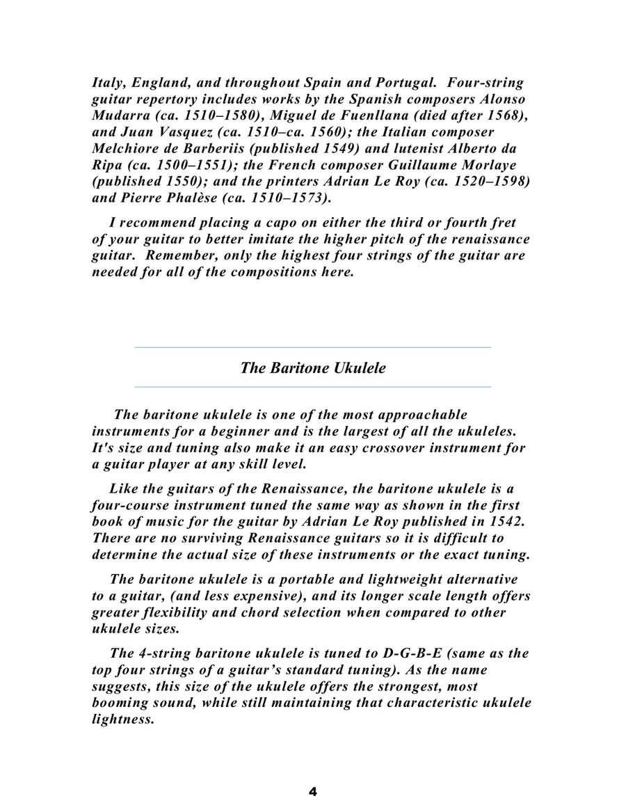 Francesco da Milano Ricercars and Fantasias Volume 1 For Baritone Ukulele and Other Four Course In Baritone Ukulele scores gallery preview page 6