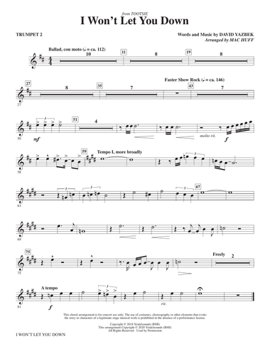 I Won't Let You Down (from the musical Tootsie) (arr. Mac Huff) - Trumpet 2