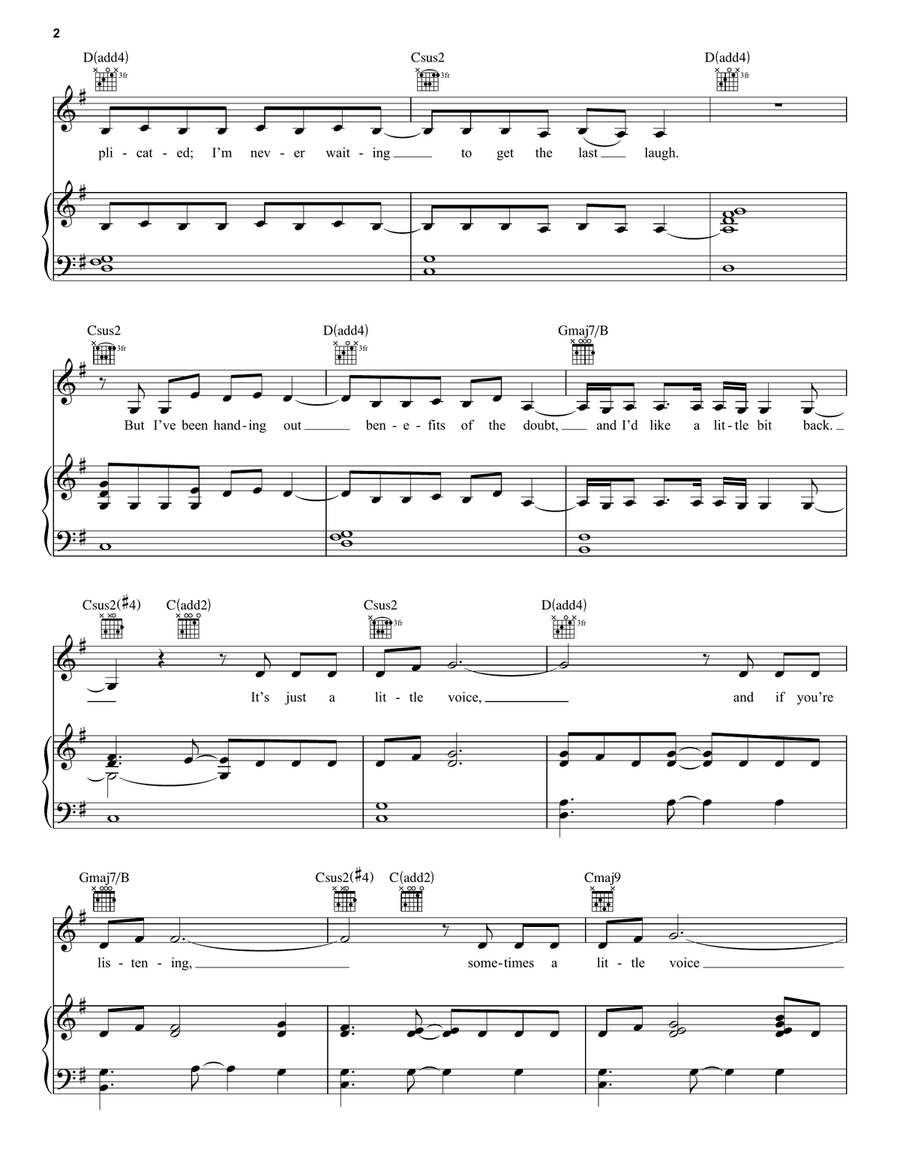Little Voice (from the Apple TV+ Series: Little Voice) Piano, Vocal, Guitar scores gallery preview page 2