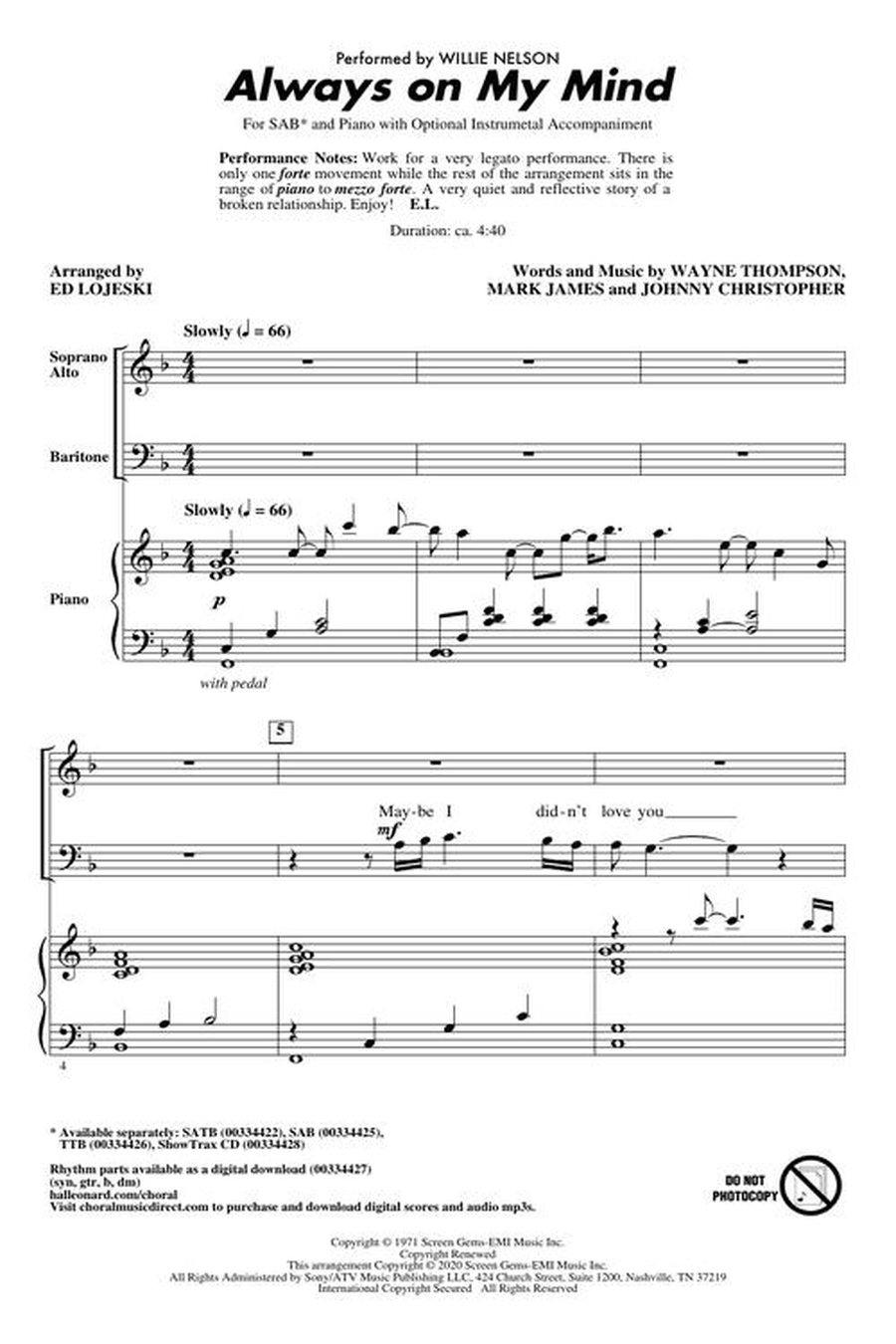 Always on My Mind Always on My Mind 3-Part scores gallery preview page 3