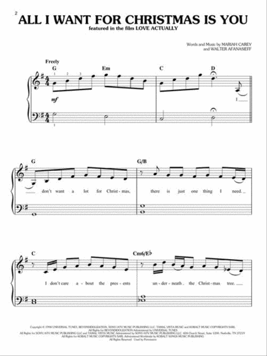 All I Want for Christmas Is You Easy Piano scores gallery preview page 3