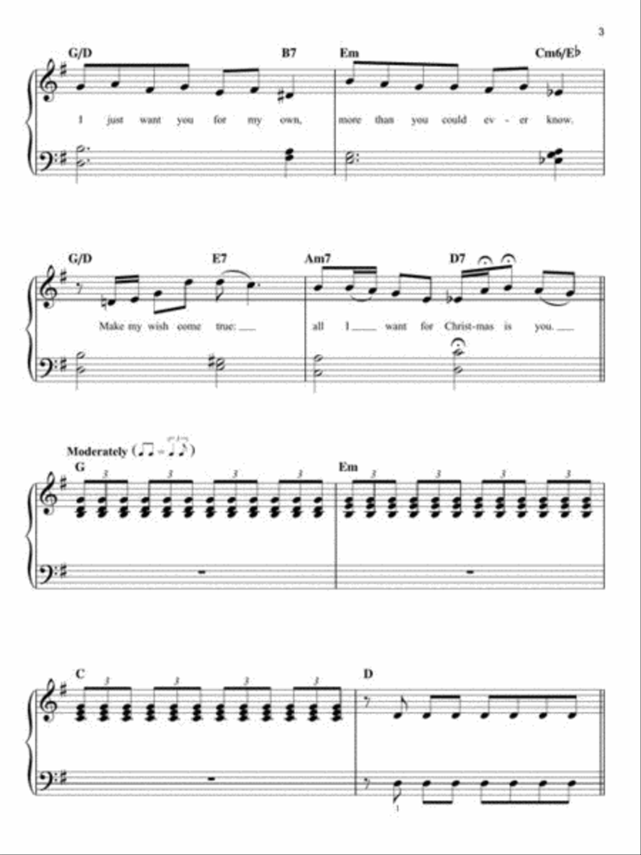 All I Want for Christmas Is You Easy Piano scores gallery preview page 4