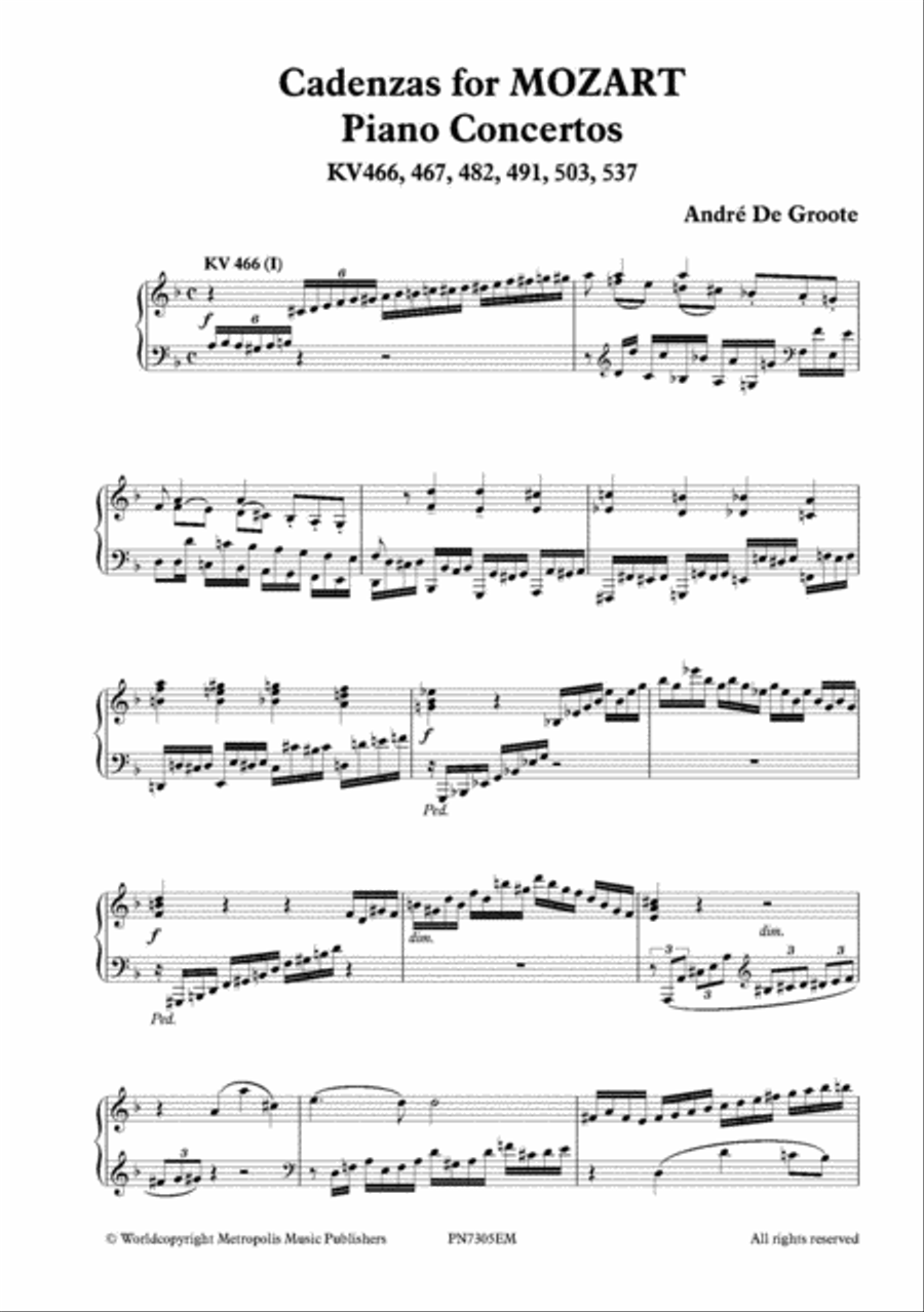 Cadenzas for Mozart Piano Concertos KV 466, 467, 482, 491, 503 and 537 Piano Solo scores gallery preview page 2