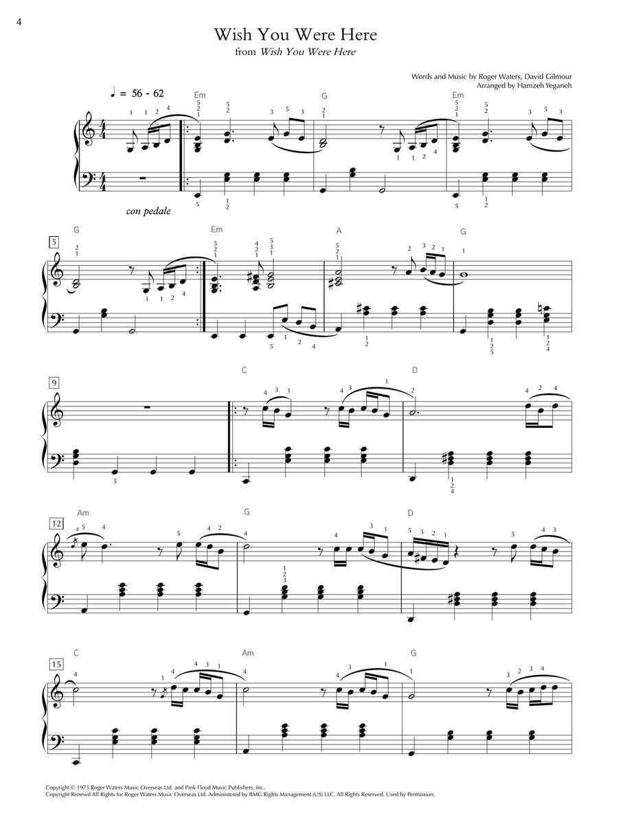 Wish You Were Here Piano Solo scores gallery preview page 6