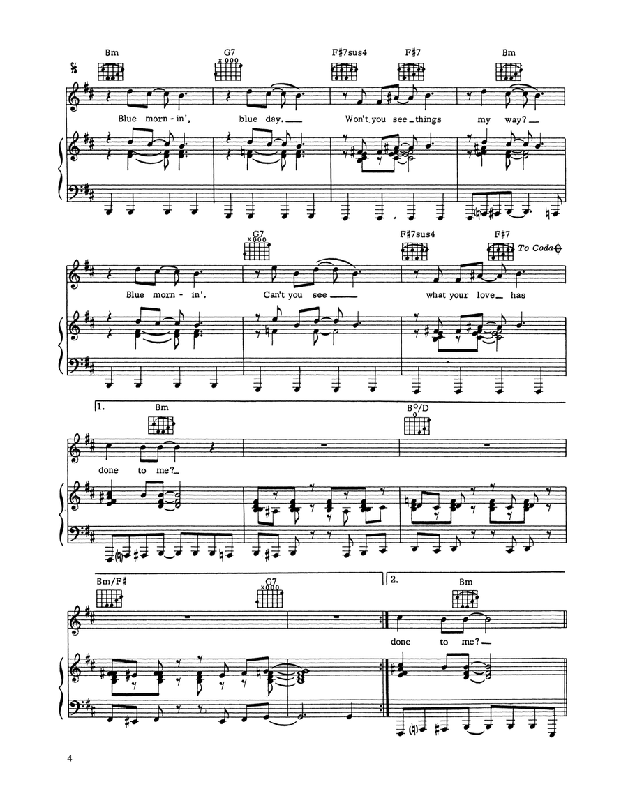 Blue Morning, Blue Day Blue Morning, Blue Day Piano, Vocal, Guitar scores gallery preview page 3